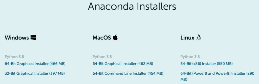 Anaconda Installers for Windows, MacOS, and Linux