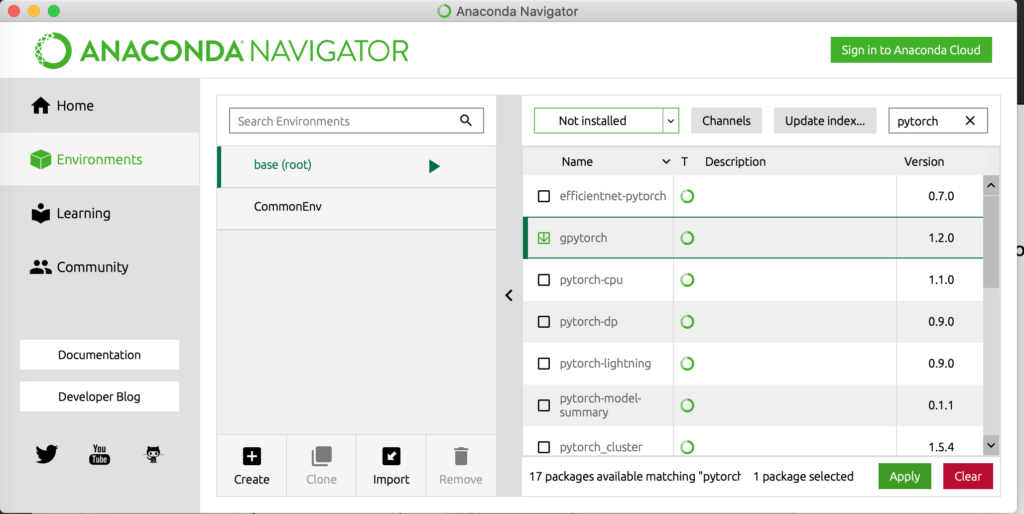 Anaconda - Installed packages of virtual environment