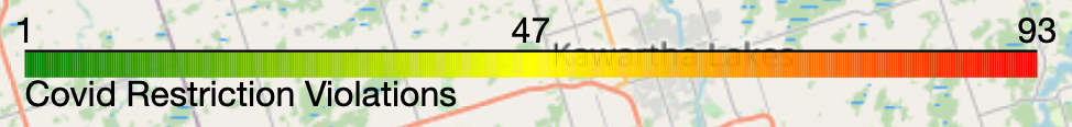 Custom colomap of COVID19 restriction violations