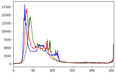 Resulting color image histogram